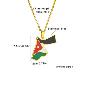 <span class=keywords><strong>Jordan</strong></span> Map Flag collier pendentif goutte d'huile Vintage hommes et femmes titane acier pendentif <span class=keywords><strong>chandail</strong></span> chaîne accessoires - Product Image 6