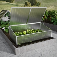 Modernes Mini-Hochbeet mit Aluminiumrahmen, Dreieckig, Gewächshaus mit Aufklappbarer Polycarbonat-Abdeckung, UV-Schutz, für den Garten