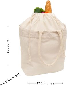 Borse Shopper in Tela con Manici e Chiusura a Coulisse, Lavabili, Pieghevoli, Riutilizzabili per Cucina, Picnic, Biblioteca (1 Borsa) - Product Image 3