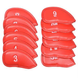 Housse de tête de club de golf en cuir PU épaissi Dericsson, ensembles de housses personnalisées avec logo, 12 pièces, pour protéger les têtes de clubs pour la pratique du golf sur le parcours - Product Image 5