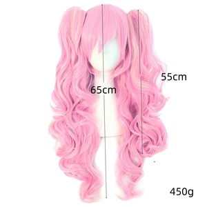 Long Curly Cosplay <strong>Wig</strong> with 2 Ponytails Synthetic Hair for Halloween Red Black Brown Pink <strong>Wig</strong> Heat Resistant <strong>Lolita</strong> <strong>Wigs</strong> Cap - Product Image 4