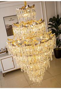 Candelabro colgante de vestíbulo de <span class=keywords><strong>Hotel</strong></span> de lujo Villa Sala de estar Escalera Candelabro de cristal dorado largo - Product Image 5
