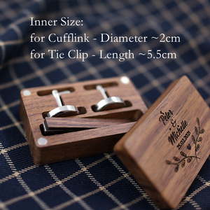 Logo personalizzato inciso di lusso noce contenitore regalo da viaggio imballaggio in legno cravatta Clip <span class=keywords><strong>porta</strong></span> <span class=keywords><strong>gemelli</strong></span> - Product Image 6