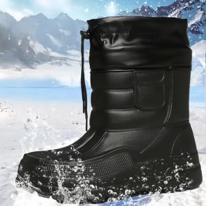 รองเท้าบูทหิมะหนาสำหรับฤดูหนาว, รองเท้าบูทกันน้ำสำหรับตกปลาสำหรับผู้ชายพร้อมขนกำมะหยี่และพื้นหนา, รองเท้าผ้าฝ้ายอุ่น - Product Image 2