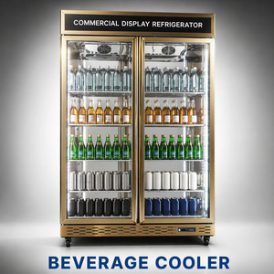 Enfriador de Exhibición Profesional de 800L con Interior de Acero Inoxidable y Espejo, Blanco Premium, Dos Puertas con Control Táctil Digital Inteligente - Product Image 1
