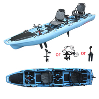Kayak à pédales modulaire tandem en 3 sections en HDPE de conception Vicking Hull, 2 places, neuf, pour le tourisme et la pêche en lac, 14 pieds, canoë-kayak