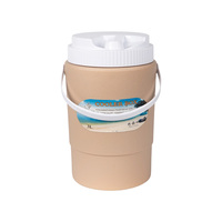 Seau isotherme portable de 3 L en mousse épaisse beige avec poignée, couvercle à vis anti-fuite, glacière portable