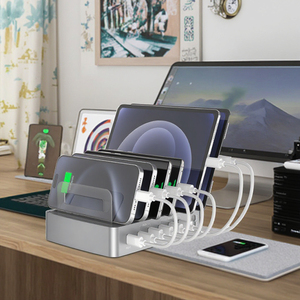 Station de charge <span class=keywords><strong>USB</strong></span> intelligente à 6 ports d'usine <span class=keywords><strong>Chargeur</strong></span> rapide 45W PD 3.0 pour plusieurs appareils-Smartphone Tablet Desktop - Product Image 1