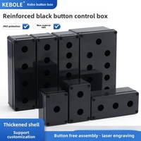 Boîtier de commande à bouton 22 mm noir IP65 pour extérieur, interrupteur d'alimentation, bouton d'arrêt d'urgence, voyant lumineux, modèle épaissi en ABS