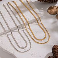 Collier en acier inoxydable plaqué or 18 carats, deux couches, chaîne torsadée et chaîne serpent, bijoux de mode imperméables en gros pour femmes