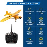 LKTOYS FX9703 Avion télécommandé RC, modèle d'avion J3, moteur brushless, stabilisateur six axes 5CH, avion à aile fixe 3D