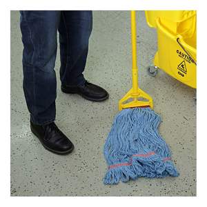 Tête de balai serpillère en microfibre Boardwalk Super Loop avec bande rectangulaire bleue de 1 pouce, grande taille, 12 unités/carton - Product Image 1