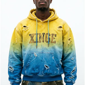 Custom High Quality Acid Washed Vintage Faded Distressed 500gsm Hoodie Hooded Zip up Denim Canvas Boxy <b>Workers</b> <b>Jacket</b> Sweatshirt - Product Image 2