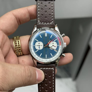 Montre chronographe de luxe 2025, bracelet en cuir véritable, saphir, acier inoxydable, montre automatique de marque pour homme - Product Image 4