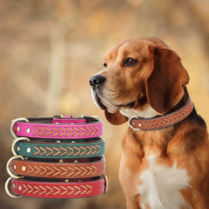 Nueva llegada collares para mascotas de lujo personalizado trenzado diseñador colorido ajustable cuero perro <span class=keywords><strong>Collar</strong></span> al por mayor - Product Image 2