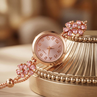Jam Tangan Gelang Bunga Baru untuk Wanita, Model Niche High End, Tali Dapat Disesuaikan, Jam Quartz Serbaguna, Jam Tangan Pelajar, Grosir
