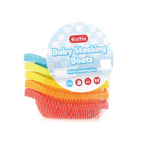 Vente en gros Jouets à empiler de sensibilisation aux formes de bébé Bateaux à empiler arc-en-ciel bon marché Jouet à tiges 5 pièces pour bébé