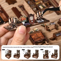 Moss Lamp Court DIY Model Rumah Kabin Kayu Tiga Dimensi Rakitan Miniatur Rumah Jepang