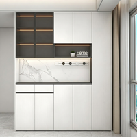 Aparador Moderno de Madera de Nogal con Puertas de Vidrio y Cajones, Mueble de Almacenamiento para Sala de Estar, Ecológico, de Gran Capacidad