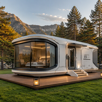 Capsule Spatiale de Luxe E5 – Maison Préfabriquée Modulaire Mobile pour Glamping, Cabine Compacte 28 m² en Acier Robuste avec Fonctionnalités Intelligentes