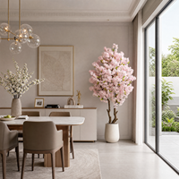 Pohon Bunga Sakura Buatan Tanaman Palsu Bunga Sakura Pink Tiruan untuk Pernikahan Rumah Kantor Ruang Tamu