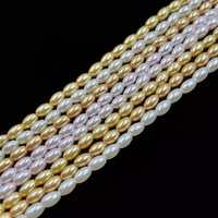 Perles de verre de riz premium 3x6mm, blanc beige, haute brillance, forme ovale petite, avec noyau lesté, pour superposition délicate, bijoux DIY et art