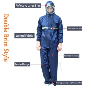 Imperméable réfléchissant double couche personnalisé avec capuche et pantalon, imperméable Oxford épais pour adulte, vêtements de <span class=keywords><strong>pluie</strong></span> séparés pour l'extérieur - Product Image 5