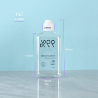 Populaire en plastique PET 250ml clair détergent à lessive bouteille Oblique épaule plat lavage bouteille avec couvercle rabattable
