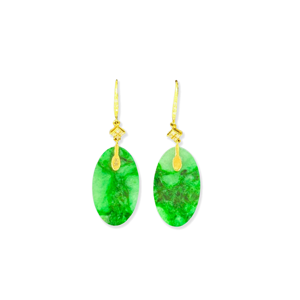Pendientes de Jadeíta Birmana Natural de Grado A, Forma Ovalada, Pendientes de Jade de Alta Calidad para Mujer, Joyería de Jadeíta Birmana con Certificado - Product Image 1