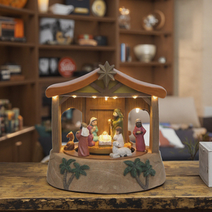 Estatua de Belén Animada de Poliresina Personalizada con Luces LED, Juego de Belén de Resina Religiosa para Decoraciones Navideñas - Product Image 5