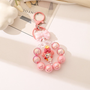 Porte-clés DIY en perles, lanière de téléphone en pompon duveteux, porte-clés lumineux animal de dessin animé, acrylique écologique pour filles, cadeau mignon Kawaii - Product Image 5