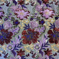 Tissu de maille de paillettes perlées brodées florales de mode pour le vêtement habillé