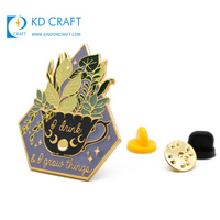 Épinglette personnalisée de haute qualité pour les amateurs de plantes en pot, en métal couleur or rose, émail dur, motif végétal, pour vêtements