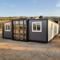 Maison conteneur extensible gris foncé de 40 pieds avec salle de bain, maison de camping de luxe, maison conteneur habitable, maisons préfabriquées résistantes au vent