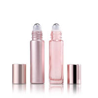 Botol Roll-on Parfum Kosmetik Minyak Esensial Serum Kaca Pink Rose Gold Mini Portabel 5ml 10ml untuk Dijual