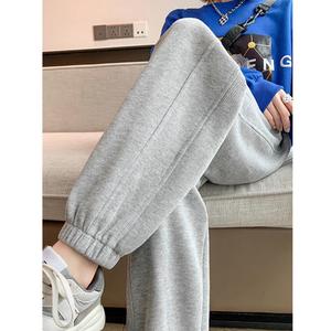 秋季女式长裤运动裤纯色女式口袋宽松跑步慢跑休闲裤 - Product Image 1