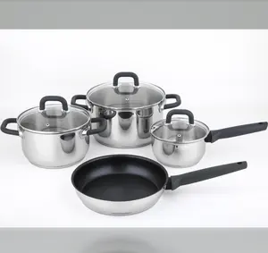 Linkfair Professional Cooking Pots and Pans Cookware Sets Stainless Steel 7 PCS Kitchenware Set with Nonstick Fry Pan