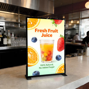 Boîte lumineuse LED de table – Enseigne <span class=keywords><strong>publicitaire</strong></span> éclairée ultra-mince avec cadre en alliage d'aluminium et verre trempé décoratif pour les salons de thé (bubble tea) - Product Image 1