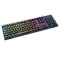 Clavier de jeu mécanique filaire USB BAJEAL ergonomique 104 touches avec rétroéclairage LED RGB, fonctionnement à membrane, étanche, en plastique, 12 postes de travail