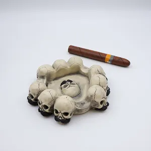 OEM Wholesale Interesting Decor Creative Ash Trays Custom New With Unique Resin Faint Yellow Skull Cigar Ashtray