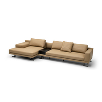 Canapé d'angle en cuir minimaliste moderne avec chaise longue, style italien, pour salon