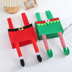 2025 graziose borse regalo di Natale elfo piedi rosso e verde <span class=keywords><strong>feltro</strong></span> per Natale borse grande borsa di <span class=keywords><strong>feltro</strong></span> - Product Image 1