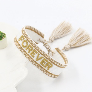 Songfu Factory Customized Women's Jewelry Personalized <b>Name</b> Trendy Italian Embroidery Tassel Webbing Strand <b>Bracelets</b> Gifts - Product Image 6