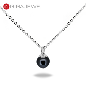 GIGAJEWE 블랙 모이사나이트 페르시 목걸이 8mm 라운드 비즈 골드 채워진 체인 여성용 조정 가능한 미니멀리스트 우아한 보석 - Product Image 1