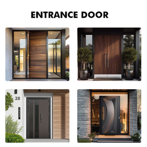Porte d'entrée double Skyland de style français en bois avec pivot en fer forgé et matériaux en fibre de verre et acier - Product Image 4