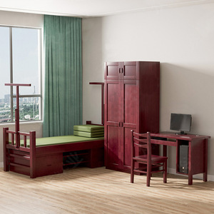 Armoire à portes battantes en bois massif, brun rougeâtre, grande capacité, rangement pour chambre à coucher, armoire à double porte - Product Image 3