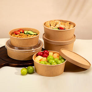 Assiettes en papier biodégradables personnalisées en gros, bols, boîtes d'emballage alimentaire, boîtes en papier imperméables <span class=keywords><strong>à</strong></span> paroi simple, saladier en papier pour la vaisselle - Product Image 1