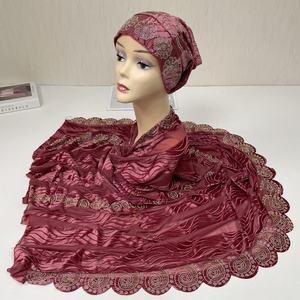 MS-2183 Nouvelle Arrivée 2026 Hijab Dubai Foulard Africain Châles de Prière Broderie Dentelle Écharpes Tenues de Fête <span class=keywords><strong>Ramadan</strong></span> - Product Image 3