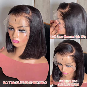 Parrucca 13x4 Glueless Lace Front in Capelli Umani Vergini Brasiliani Lisci HD Trasparente per Parrucche Bob Corte da Donna 180% - Product Image 3
