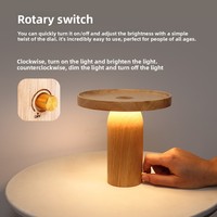 Superbe Lampe de Table Sans Fil à LED Flexible en Bois Massif, Écologique, Protection des Yeux, Style Américain, Petite Taille, pour Salle à Manger et Bar